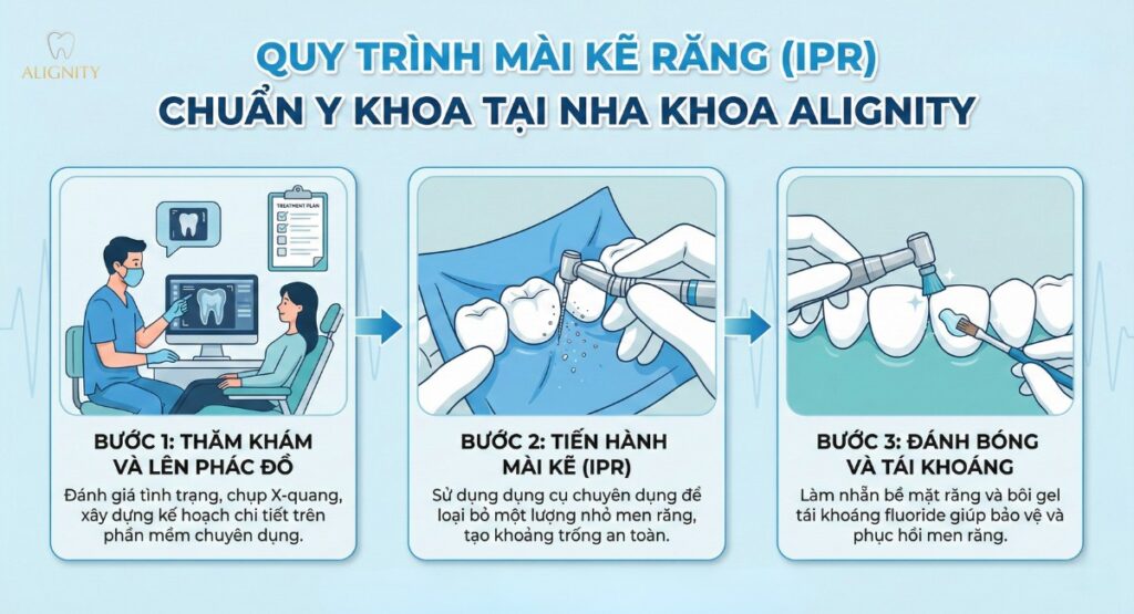 Mài kẽ răng (IPR) là gì? Góc nhìn chuyên sâu từ bác sĩ chỉnh nha 4 Quy trình mài kẽ răng chuẩn y khoa tại Nha khoa ALIGNITY