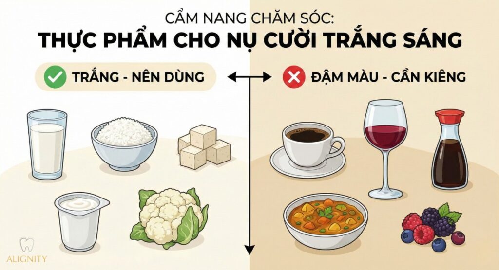 Tẩy trắng răng: có nên không? Phương pháp và chi phí năm 2026 9 Chế độ ăn uống phù hợp để duy trì màu răng trắng sáng bền lâu sau khi tẩy.