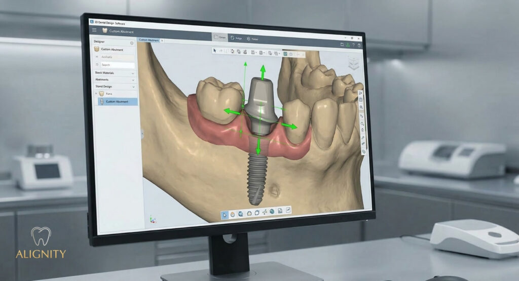 Thiết kế Custom Abutment cá nhân hóa bằng công nghệ CAD/CAM hiện đại.