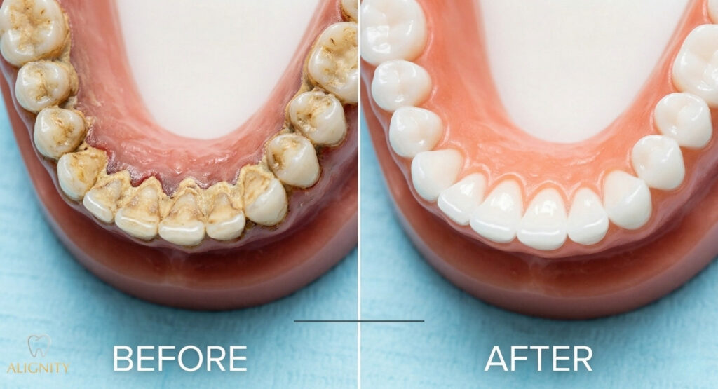 Hình ảnh trước và sau khi lấy cao răng