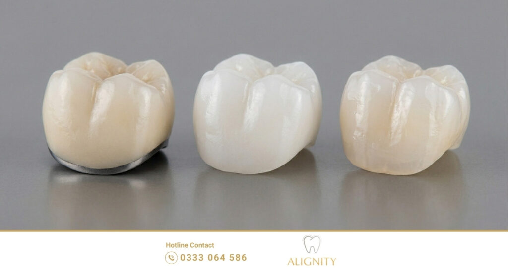 So sánh các loại mão sứ phổ biến bao gồm mão sứ kim loại và mão toàn sứ cao cấp.